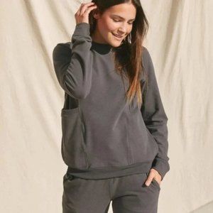 Lunya Gray Wool Fleece Relaxed Sweatshirt L